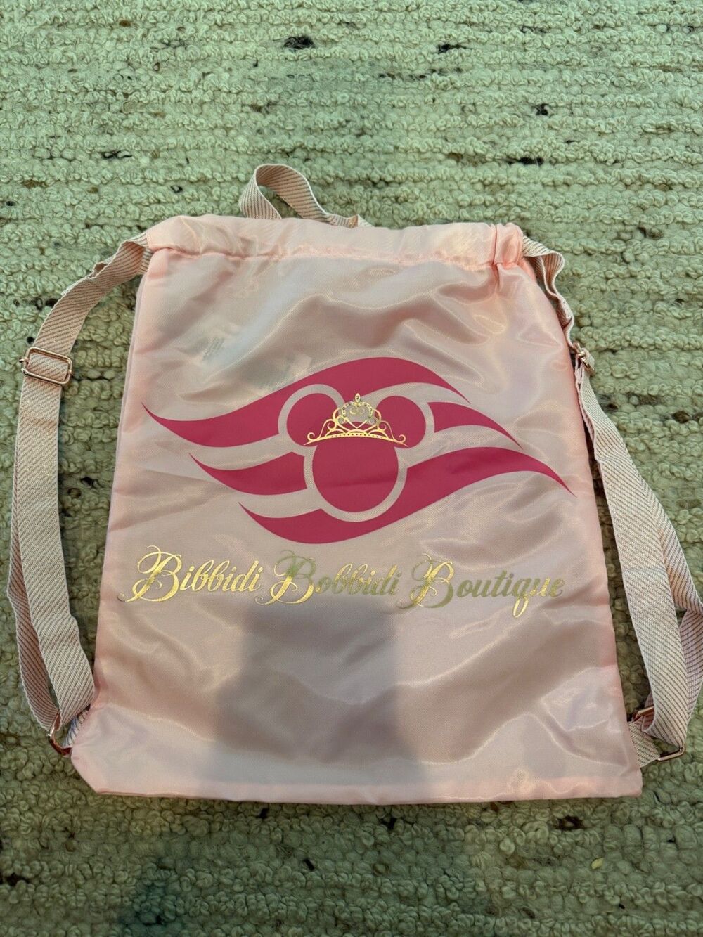 Disney Cruise Line Bibbidi Bobbidi Boutique Pink Drawstring Backpack Princess